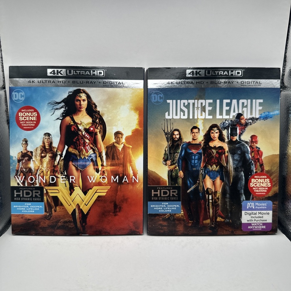 Justice League Wonder Woman DC 4K UHD Blu-Ray Lot with Sleeves Zack Snyder